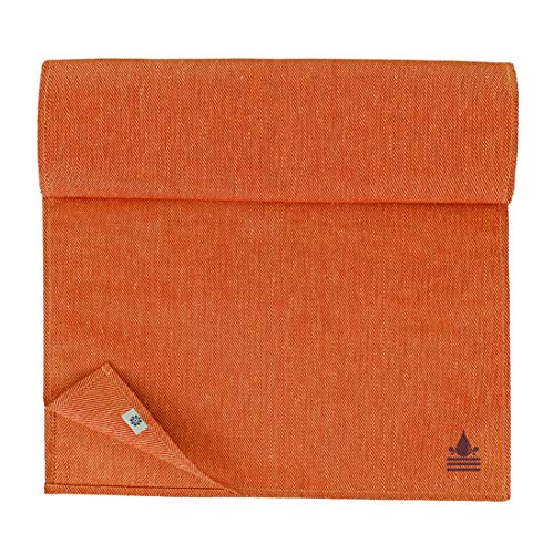 Linen & Cotton Tischläufer Stoff Wasserdicht Fleckschutz Pflegeleicht Pietro - 100% Leinen, Coral Rosa (47 x 250 cm) Läufer Tisch Decke Gartentisch Biertisch für Garten Outdoor Restaurant
