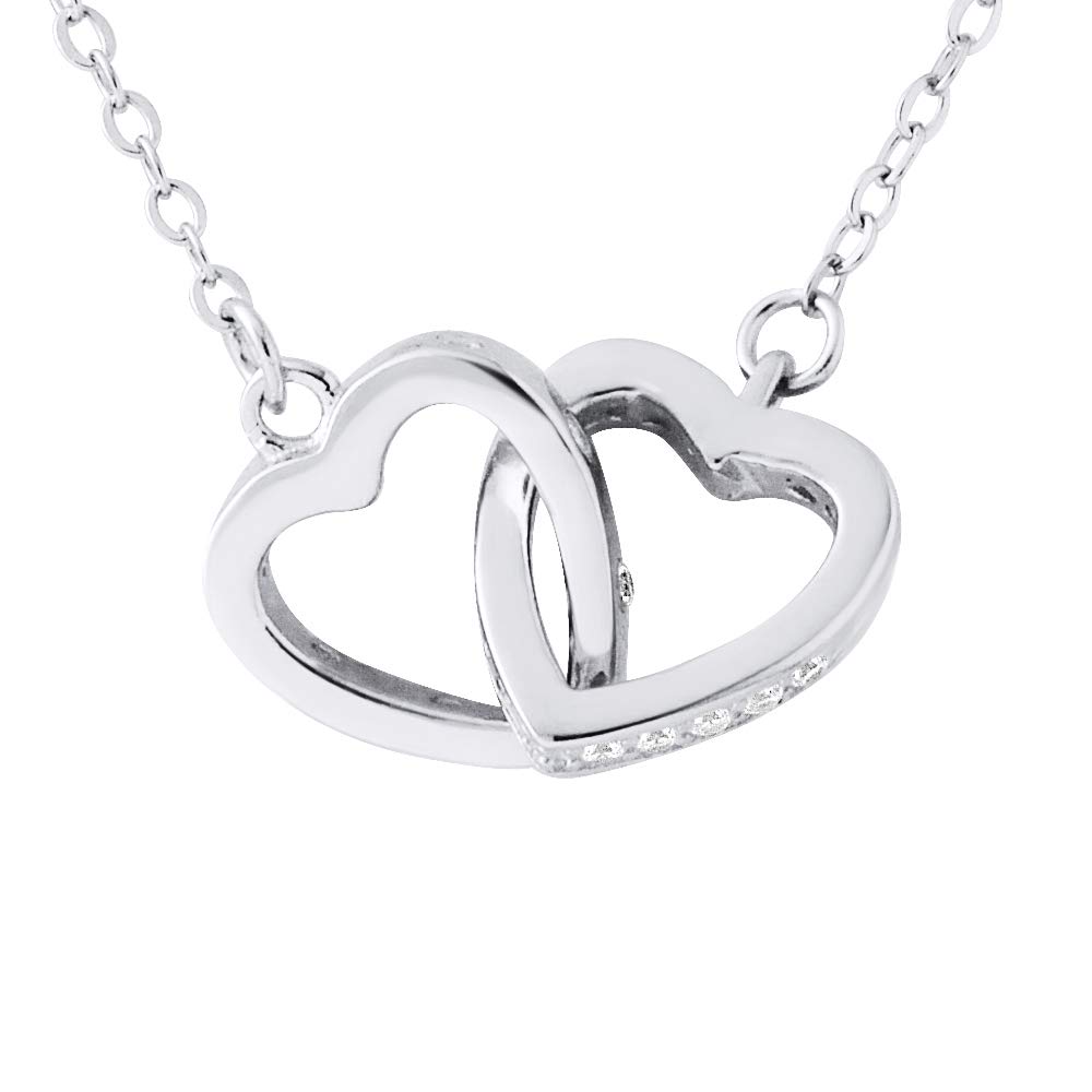 Essens - Ladies' Necklace with Encrusted Heart - Prestige Jewellery - 925 Solid Silver