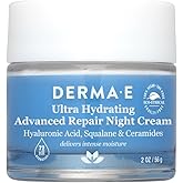 Derma E Ultra Hydrating Night Cream, Advanced Repair Overnight Face Moisturizer with Hyaluronic Acid to Replenish, Smooth and Nourish Skin, 2 oz