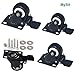 MySit Plate Casters with Brake Lock and Hardwares, 4 Pack 2 Inch Heavy Duty Black Swivel PU Rubber Brake Caster Wheels