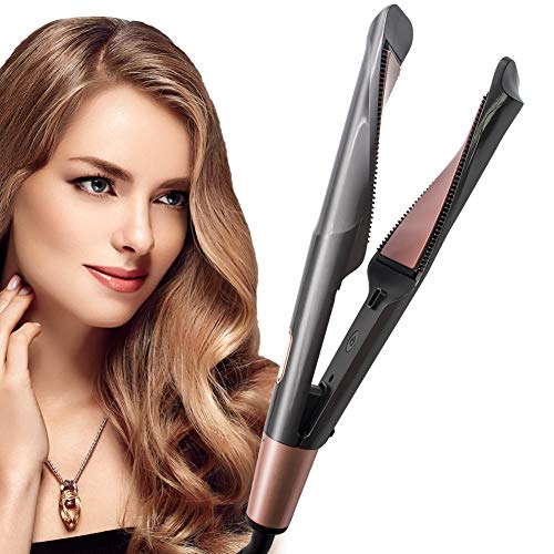 Fungear Professional Hair Straightener Curling Iron straightening Iron 2 in 1 Hair Curler Straightener Tourmaline Ceramic Hair Types Tools with LED Digital Display Adjustable Temperature (As Show)