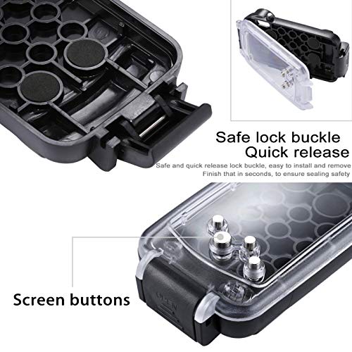 HAWELL iPhone X/XS Diving Case, Professional [40m/130ft] Surfing Swimming Snorkeling Photo Video Waterproof Protective Case Underwater Housing for iPhone with Lanyard (Black) - Thumbnail 2