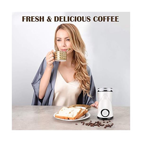 Kaffeemühle Elektrische, morpilot 150W Kaffeemühle mit 70g Fassungsvermögen,Edelstahlmesser, Pinsel, Mühle für… – Bild 4