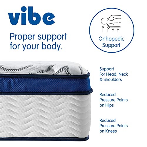Vibe Quilted Gel Memory Foam and Innerspring Hybrid Pillow Top 12Inch