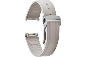 XSCEDSRT 20mm FKM Fluoro Rubber Strap Compatible With Omega Seamaster 300 Diving Watch Curved End Folding Clasp Replacement B