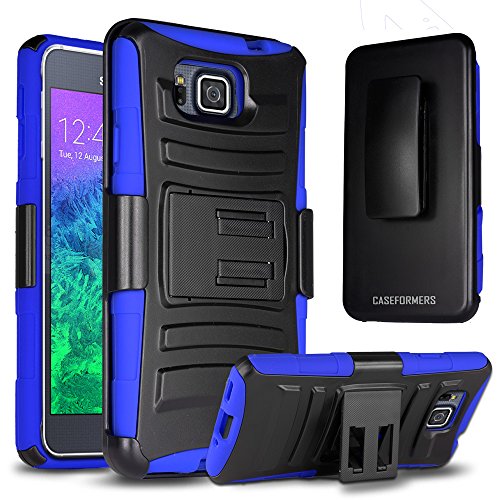 Galaxy Alpha Case, CASEFORMERS Duo Armor BLUE for Samsung Galaxy Alpha Combo Case with Stand and Holster