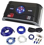 Rockville RXC20D 20 Farad Dual Meter Hybrid Car Capacitor+0 AWG Amp Wire Kit