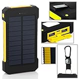 New Solar Power Bank 300000 mAh Portable External Battery Charger For Smart Phone - black & yellow
