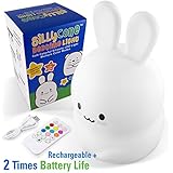SillyCone Soft Silicone Rechargeable LED Children's Night Light with Remote and Extended Life 2,000 mAh Battery and USB Cable for Charging (Bunny)