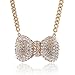 Goldtone with Clear Iced Out Medium Bow Pendant with a 20 Inch Necklace