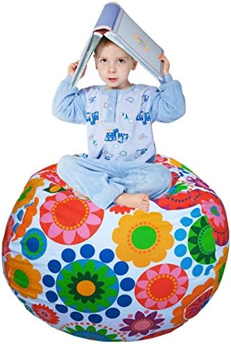 EDCMaker Perfect Storage Organizer for Kids Toy, Quickly Stuffable Storage Anything Soft, Amazing Storage Solution for Durable Beanbags Cover, Sunflower - 38"