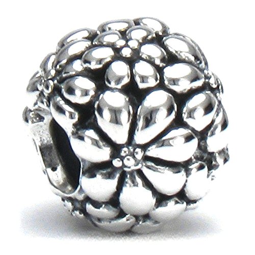 BELLA FASCINI Daisy Flower Bouquet Charm Bead - 925 Sterling Silver - Fits European Style Bracelets