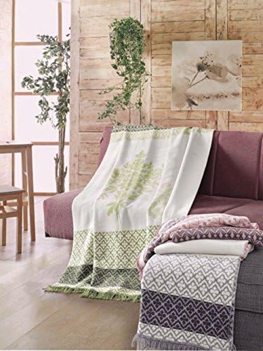 Cream Grey Stain Resistant Decorative Light Weight Bamboo Throw Blanket, 60"x78"