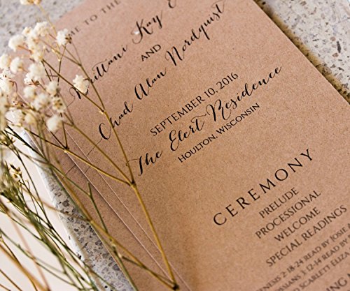 CUSTOM Wedding Program Rustic Ceremony Wedding Program Order of Service Program Burlap Wedding Program Kraft Program
