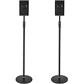 Howonder Speaker Stands,Holds Satellite Speakers & Other Small Speakers,Adjustable Height from 33" to 48",Hold up to 6 lbs,HD-718,2 Packs(Black)