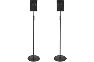 Howonder Speaker Stands,Holds Satellite Speakers & Other Small Speakers,Adjustable Height from 33" to 48",Hold up to 6 lbs,HD
