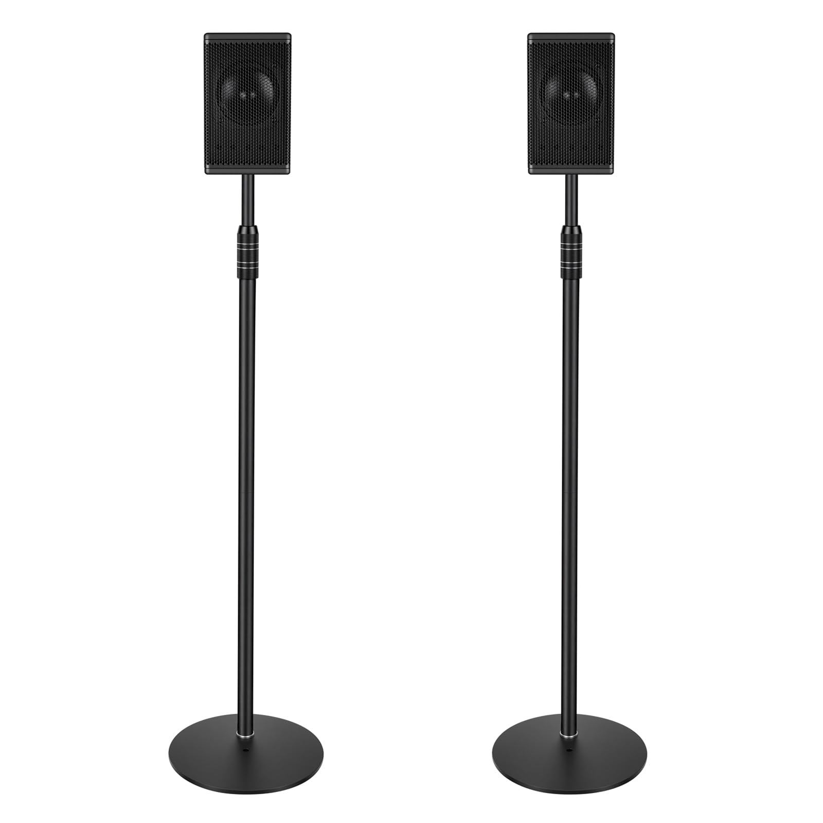 Photo 1 of ,Holds Satellite Speakers & Other Small Speakers,Adjustable Height from 33" to 48",Easy DIY Assembly,Hold up to 6 lbs,2 Packs(Black)