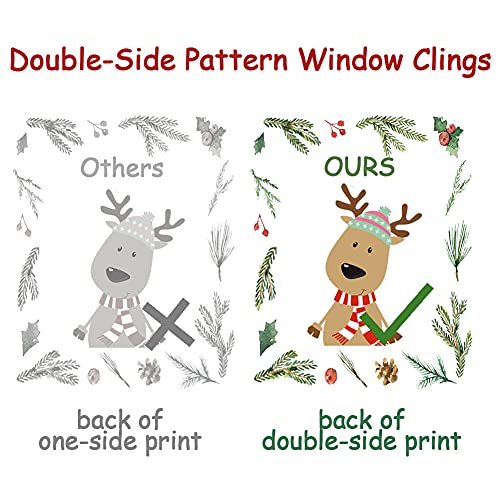 BigOtters 240PCS Christmas Window Cling Stickers, 12 Sheets Christmas Snowflake Window Clings Stickers for Glass Xmas Window Decals Decorations Holiday Snowflake Santa Claus Reindeer Decals for Party