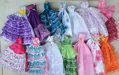 10pcs Barbie Handmade Fashion Wedding Party Gown Dresses for Girl's Birthday Gift Xmas Gift