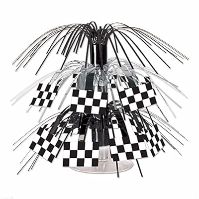 RACING Nascar Party Decoration MINI CHECKERED Black White Cascade CENTERPIECE