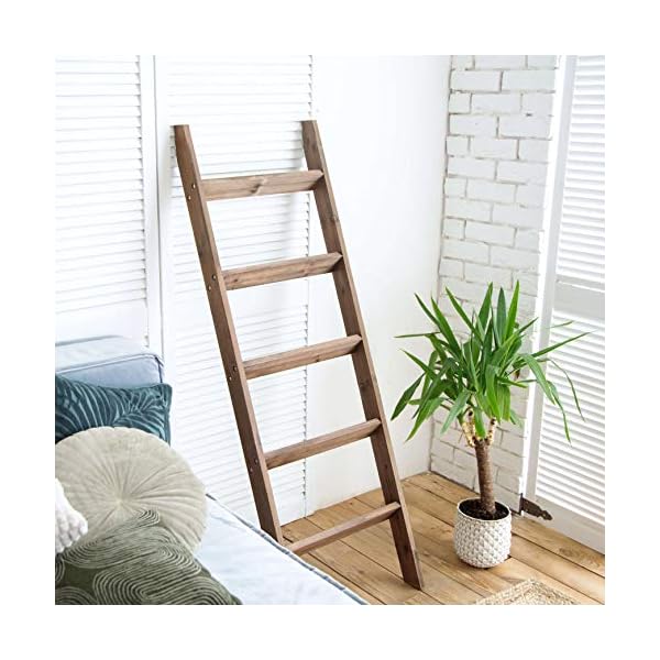 Blanket Ladder 5 ft. Wood Rustic Decorative Quilt Ladder. Brown Vintage