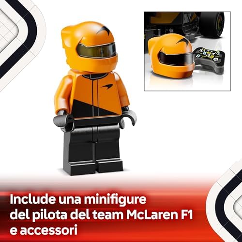 Speed Champions Auto da Corsa McLaren F1 Team MCL38 Macchina Giocattolo da Collezione con Minifigure del Pilota, Modello per Bambini e Bambine da 10 Anni o per Adulti Fan della Formula 1 77251
