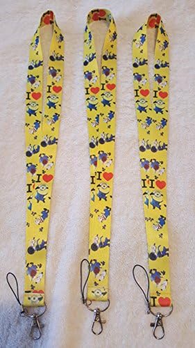 2017 Set of 3 Despicable Me Minions Lanyards KeyChain ID MP3 Badge Holder (YELLOW)