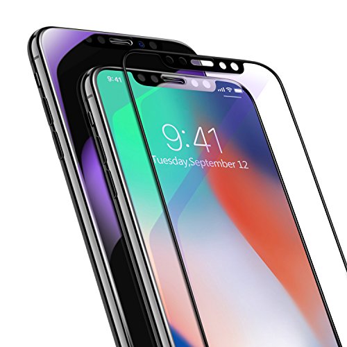 iPhone X Screen Protector Tempered Glass, TORRAS 9H Full Coverage Premium Anti-Blue Ray Scratch-Resistant Film for iPhone X Screen Guard, iPhone X Screen Film, Case Friendly