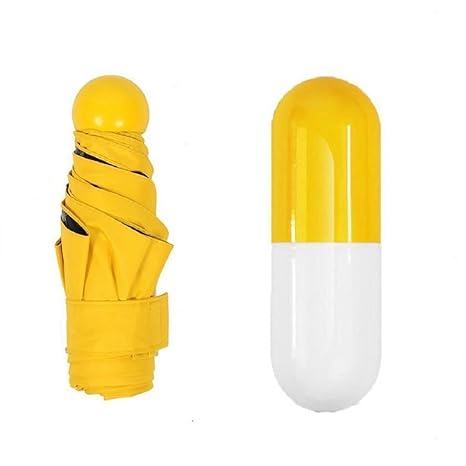 Ultra Lights and Small Capsule Umbrella with Cute Capsule Case Waterproof Ultra Protective/Mini UV Umbrella (Yellow)