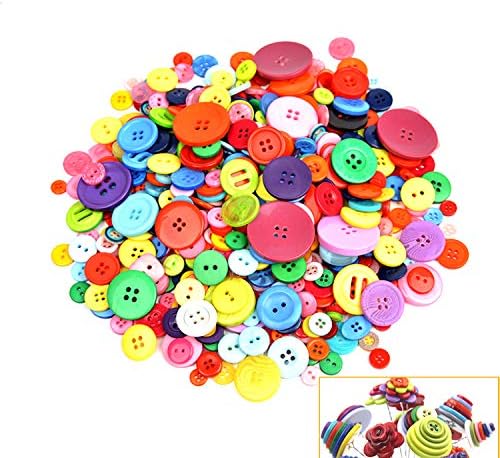500-700 PCS Assorted Combined Coloration Resin Buttons 2 and 4 Holes Spherical Craft for Stitching DIY Crafts Kids’s Guide Button Portray,DIY Handmade Decoration