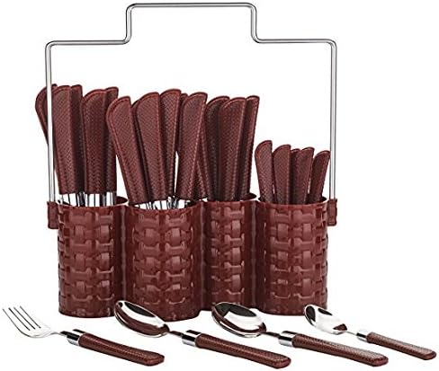 Collision Plastic Cutlery and Spoon Set (25 Pieces, Brown)