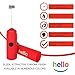 HELLO Milk Frother - Double Whisk Head, Handheld Battery Operated Electric Foam Maker For Bulletproof Coffee, Lattes, Cappuccino, Hot Chocolate, Sleek Drink Mixer With Stand (RED)