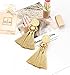 Boderier Bohemian Statement Thread Tassel Chandelier Drop Dangle Earrings with Cassandra Button Stud (Gold)