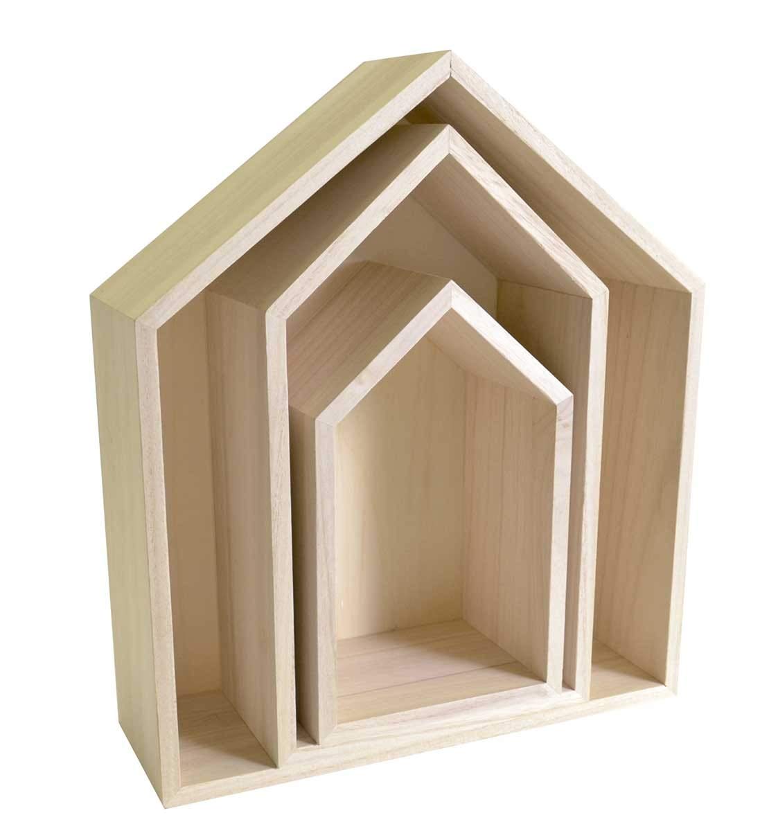 Artemio Set of 3 shelves home decorating, Wood, natural, 30 x 10 x 34.5 cm