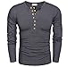 Hotouch Mens Slim Fit Solid Henley Shirt Button Placket Gray M