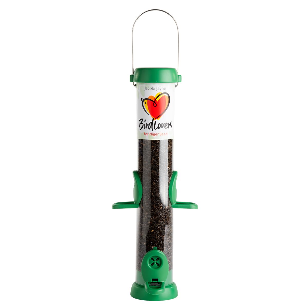 Bird Feeders For Small Birds - Jacobi Jayne® Bird Lovers™ Medium Niger Seed Bird Feeder - Hanging Bird Feeder For Niger Seed - 1 Litre Capacity. Easy Clean Feeder With Quick Release Perches And Base