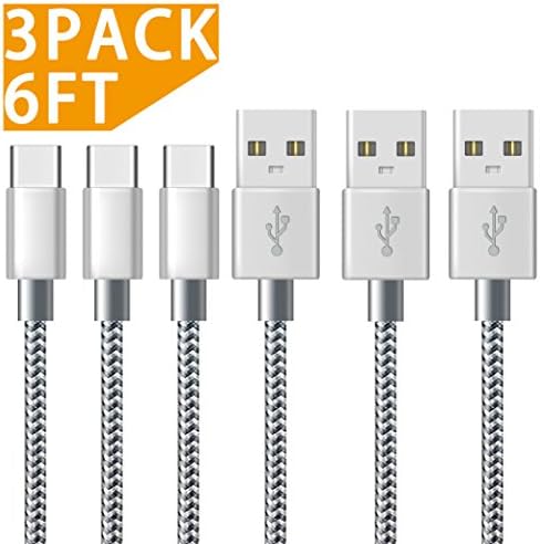 USB Type C Cable USB A to USB C Charger Cable Marktol (6ft/2M-3Pack,Grey) Nylon Braided Charging Sync Cable for Samsung Galaxy S9/S8+, Note 8, MacBook, Nintendo Switch