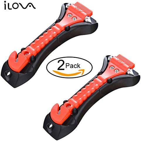ILOVA Car Safety Hammer of 2 Pack Seatbelt Cutter and Window Breaker Emergency Escape Tool for Life Saving Kit