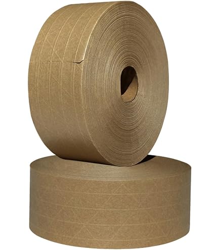 Ruban D'Emballage Papier Kraft Activé à L'Eau 70 Mm X 100 M - Adhésif Écologique Amidon - Imprimé Sécurité