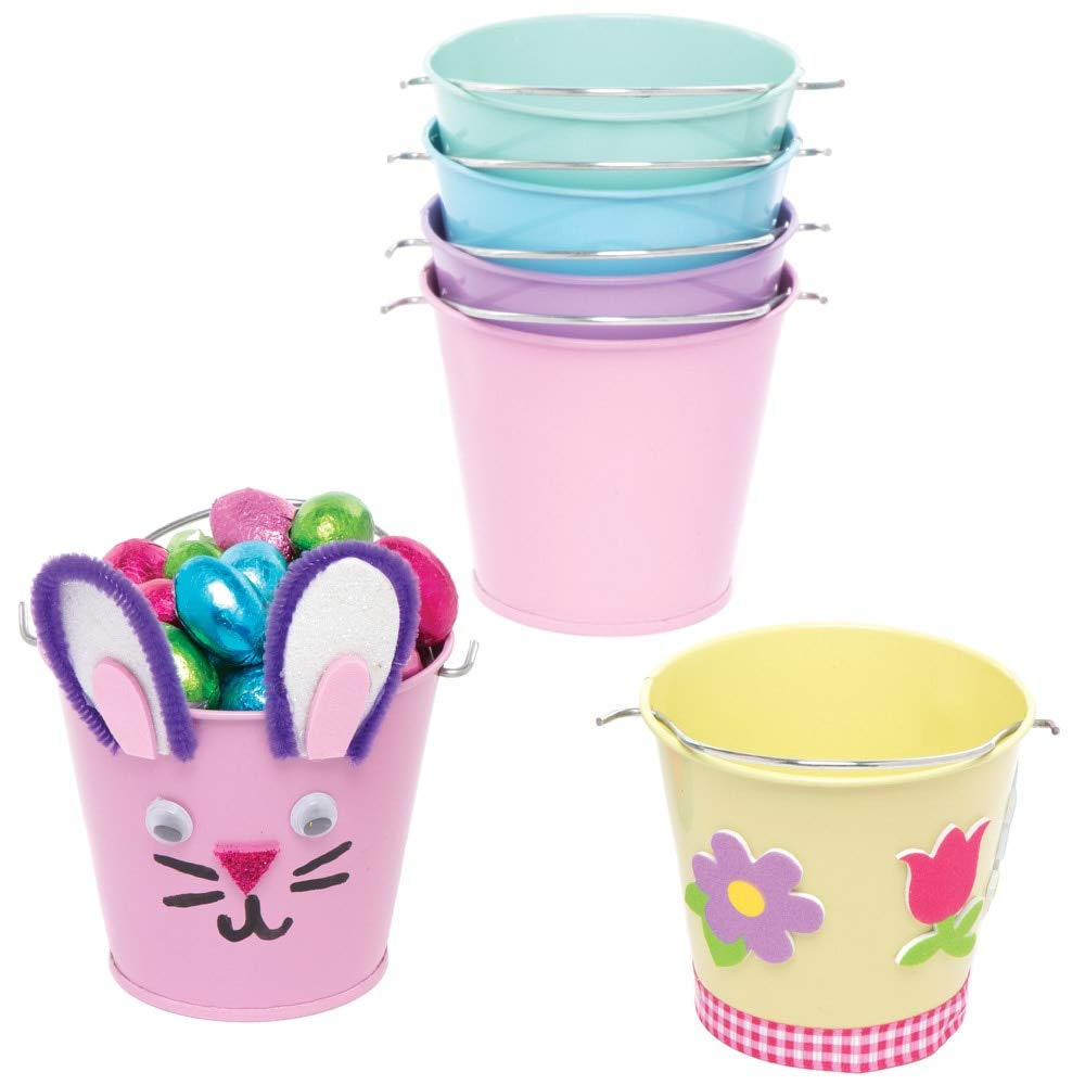Baker Ross Mini Pastel Tin Buckets - Pack of 5, Kids Crafts (AT579)