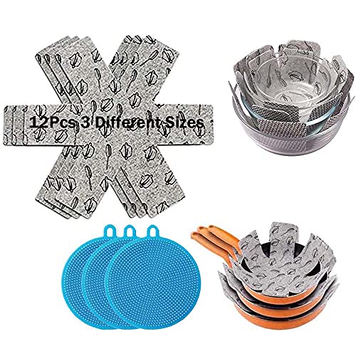 Pan and Pot Protectors Felt Padded Print Premium Divider Pads Separate and Protect Surfaces of Your Cookware to Prevent Scratching (Style 3)