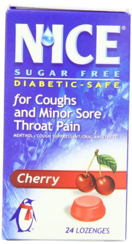 N'ICE Sugar Free Lozenges, Cherry, 24-Count Package (Pack of 6) (Best Cough Drops For Diabetics)