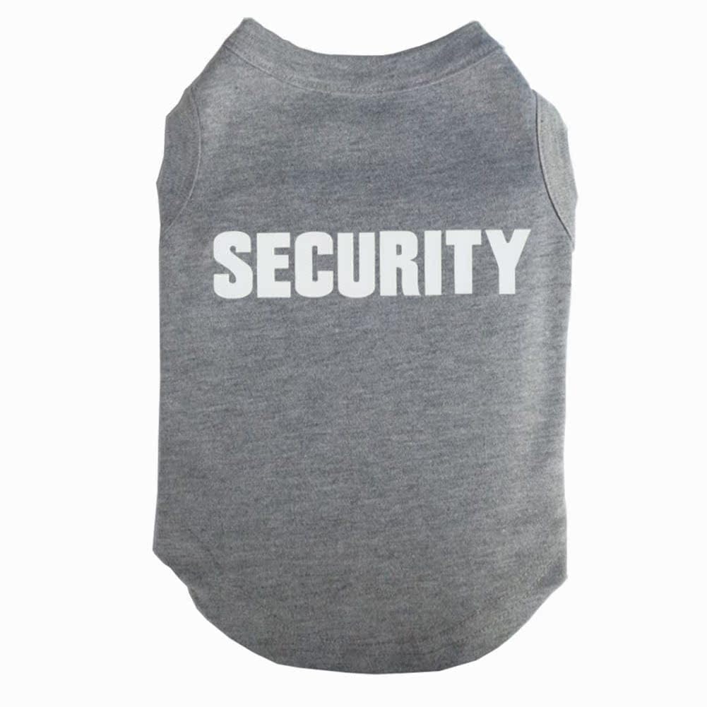 Dog Shirt Tee Shirts Puppy Summer Clothes Tank Top Vest SECURITY Sweat Shirt for Small dog Medium Cat (XL, Grey)