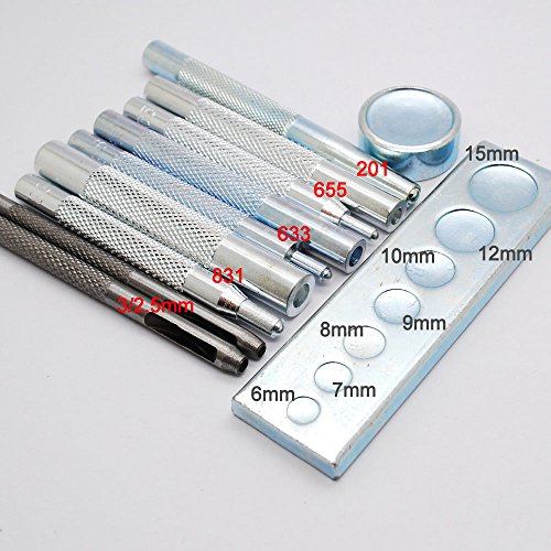 DOW 11pcs Craft Tool Leathercraft diy kit Die Punch Snap Kit Rivet Setter with Base for Punch Hole and Install Rivet Button