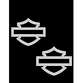 Motorcycle bar and Shield Design Vinyl Decal #2 Piece Moto HD Club 5"x4" (Chrome)