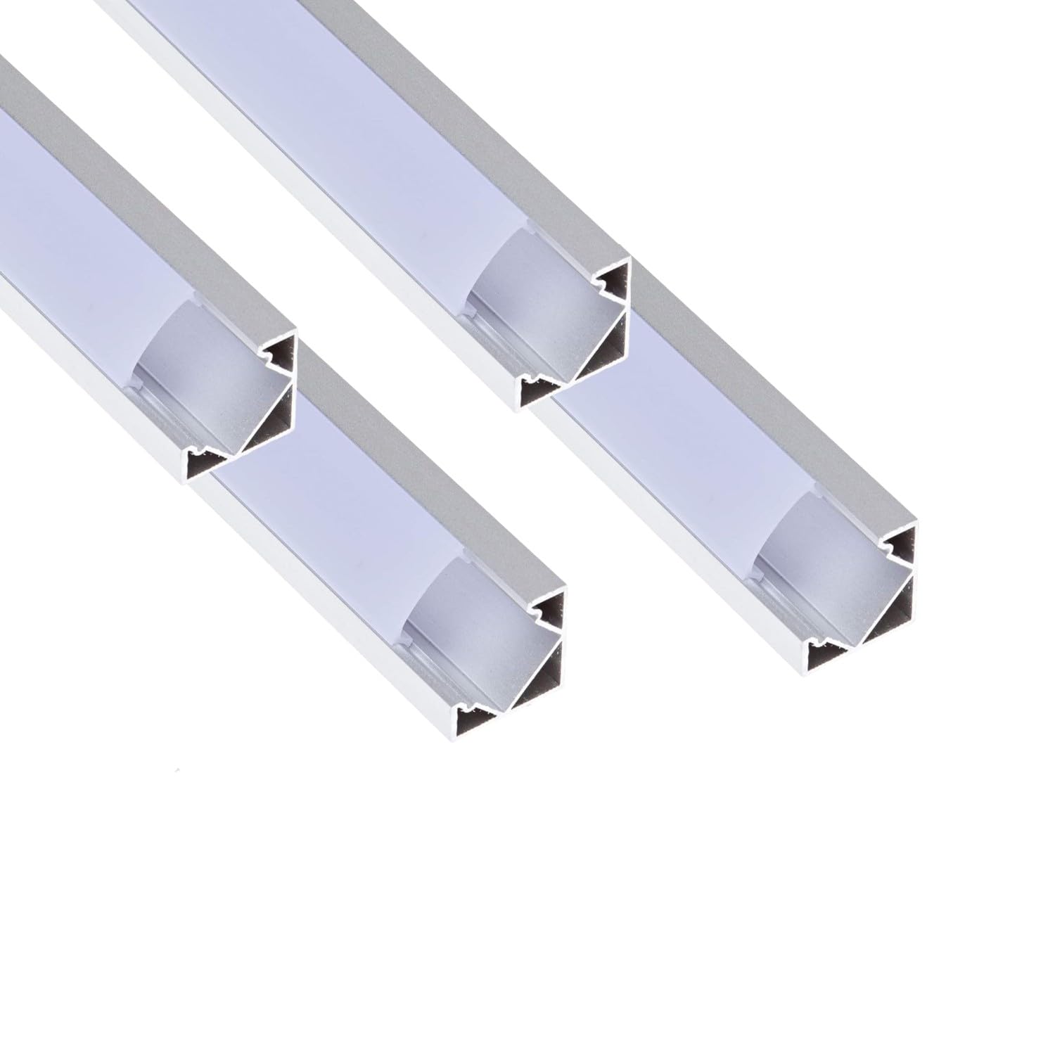 JANDEI – 4 Gray Aluminum Profiles 1 Meter. V-Shaped Channel for Installing LED Strips in 90º Corners, semi-Transparent Diffuser – Includes Covers and mounting Clips (18.2mm x 18.2mm) — image 1