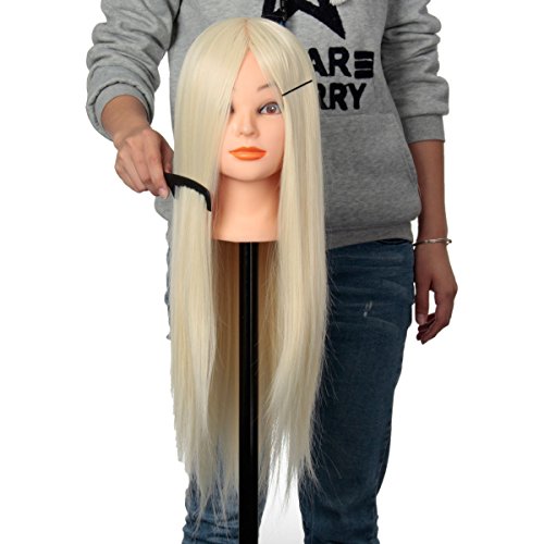 24'' Salon Cosmetology Human Hair Hairdressing Training Head Mannequin Clamp US