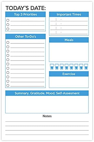 321Done Daily To Do List Pad, Made in the USA, 50 Sheets (5.5" x 8.5"), Day Planner Checklist Tear Off, Acid-Free Paper, Light Blue
