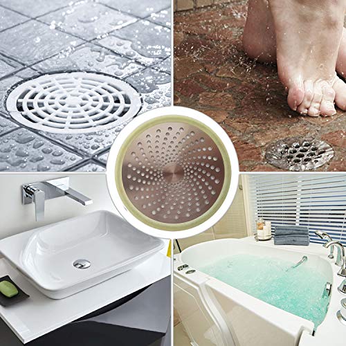 STAN BOUTIQUE Bath Drain Stopper - Shower Drain Hair Trap, Stainless Steel-Silicone Bathtub Accessories, 2 Pcs - Green