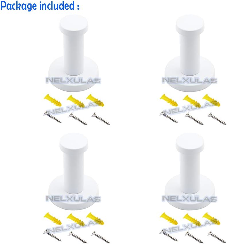 NELXULAS Classic White Stainless Steel Single Super Heavy Duty Wall Mount Hook, Coat Hanger, Bath Towel Hooks (2", 4 PCS) - - 